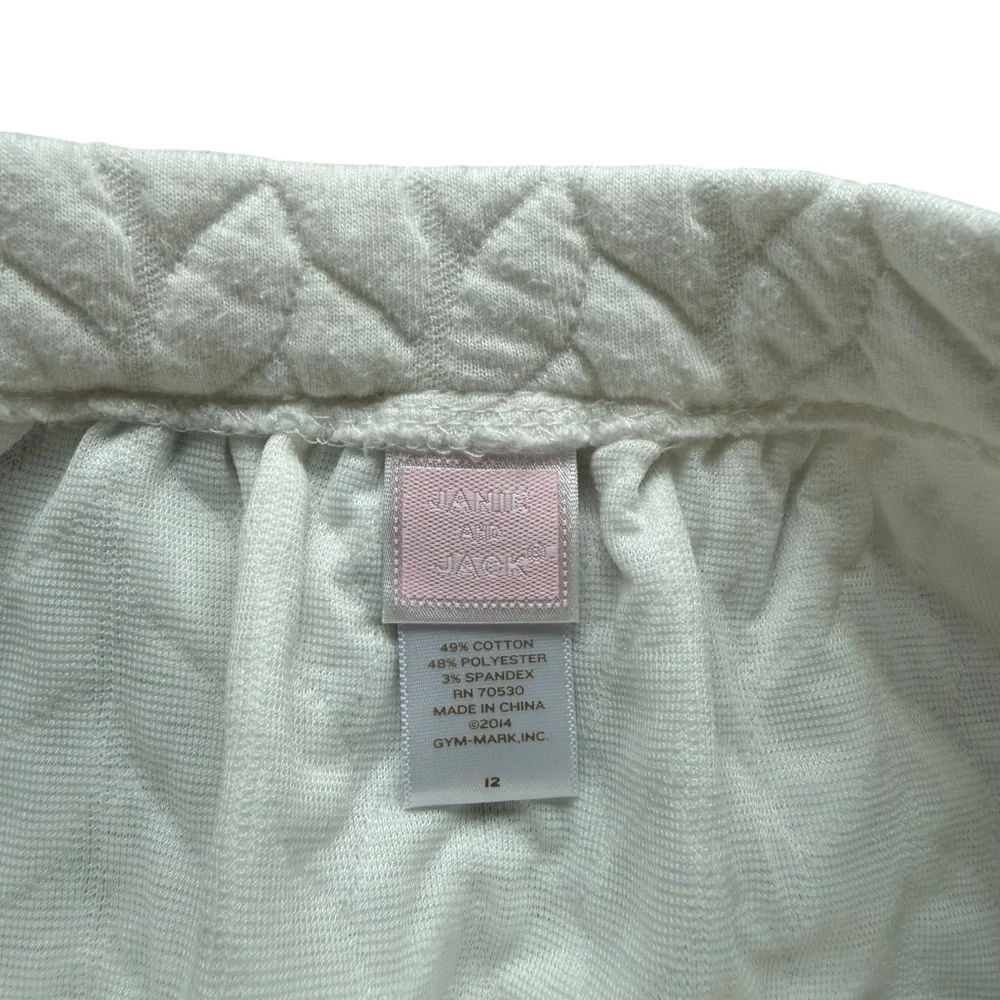 Janie & Jack Mini Skirt Girls Ivory Quilted Chevron Textured Lined Elastic 12